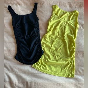 Two maternity tanks with side ruching.